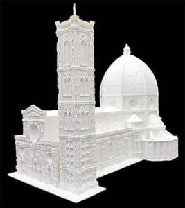 Modellino tridimensionale della cattedrale di Santa Maria del Fiore a Firenze, realizzato con sistemi Olivetti.